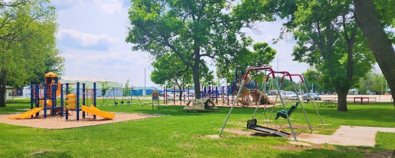 The City of Atkinson offers an abundance of playground equipment at its local park.